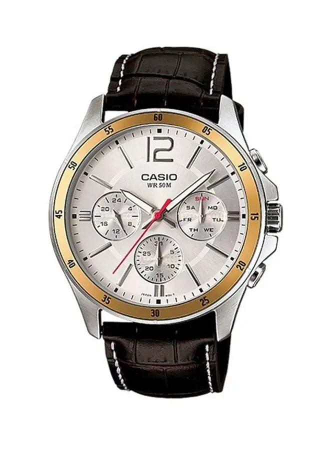 CASIO Men's Stainless Steel Analog Quartz Watch MTP-1374L-7AVDF - 47 mm - Brown