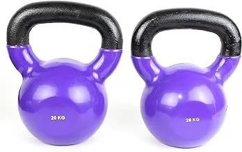 Generic Fitness Vinyl Coated Kettlebell, From Cast iron for Full Body Workout and Strength Training, for Weightlifting, & Core Training - set of 2 - Purple - 20KG