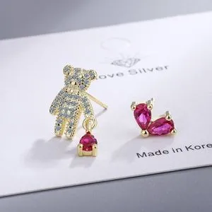 Stylish Teddy Bear Earrings For Women & Girls - Gold