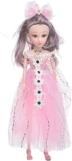 Generic Plastic Pretty Doll Princess Design With Long Hair And Fluffy Pink Dress For Girls - Multi Color