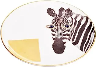 Porland Porcelain Wild Life Zebra Flat Plate 20Cm Unique Elegant Design - Multi Colour