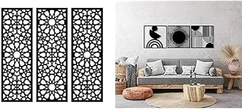 Bundle Home gallery arabesque wooden wall art 3 panels 80x80 cm + Geometric unique wall art - set of 3 panel each 60x60