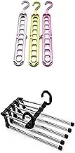 Hangers multi color 3 pcs + 5 In 1 Stainless Steel Multilayer Multifunction Hanger (Multicolor)