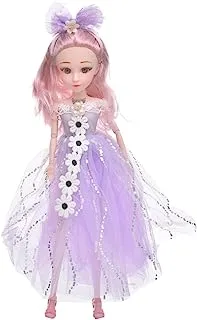 Generic Plastic Pretty Doll Princess Design With Long Hair And Fluffy Lavender Dress For Girls - Multi Color