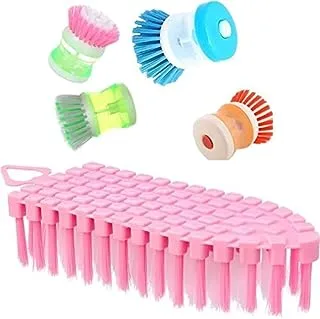 Bundle of Mini cleaner brush, orange + Alasyn Cleaning Brush, 5 x 7 cm - Colors Vary