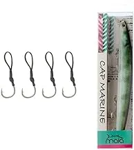 Bundle Falcons Fishing Hook, Size 6, 4 Pieces +Maia Cap Marine Fish Shaped Fishing Hook, 30 gm, Green and Silver