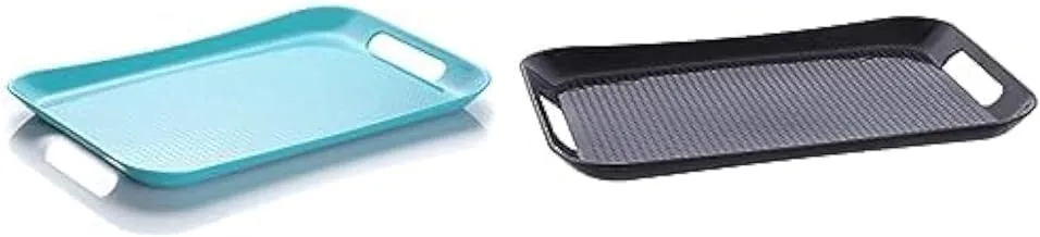 Medium tray 39x27 cm (teal) + M-Design Plastic Tray, 39 x 27 cm - Black