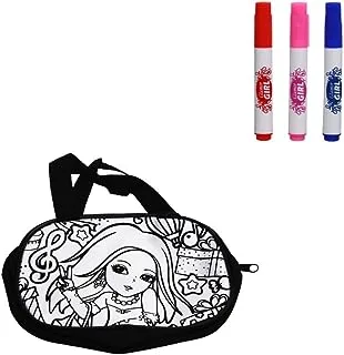 Generic Fabric Small Printing Bag With 3 Different Color Pens Suitable For Kids - Multi Color