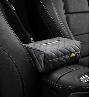 SENYAZON 100 Sheet Tissue Boxes Holder for Car Diamond PU Leather Universal Car Sun Visor or Vehicle Backseat Tissue Holder (Black)