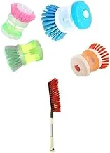 Bundle of Mini cleaner brush, orange + MT Extendable Window Cleaning Brush, Multi Color - 120 cm