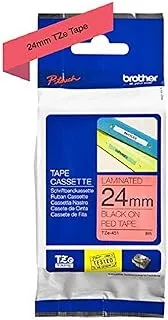 Brother TZe-451 Labelling Tape Cassette, Black on Red, 24 mm (W) x 8M (L), Laminated, Brother Genuine Supplies