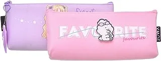 Xinmeiqi Set Of 2 Pieces Of Fabric Pencil Case, With High Quality Material And Large Capacity Suitable For School student - Multi Colour