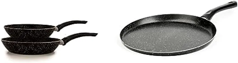 Trueval frying pan set, 2 pieces (size 16-22), black + Lazord crepe granite pan - 30cm - black