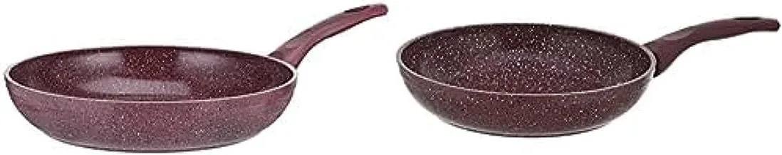 Top Chef Granite Frying Pan,Eco product, Size 28 - Burgundy + Top Chef Granite Frying Pan,Eco product, Size 24 - Burgundy