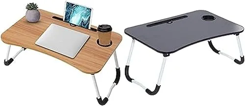 Laptop desk, inaya portable laptop bed tray table notebook stand reading holder with foldable legs + Folding bed laptop table tray lap desk notebook stand with ipad holder cup slot