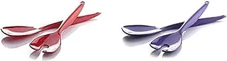 M-Design Plastic Salad Serving Spoon & Fork Set (Red) + M-Design Plastic Salad Serving Spoon & Fork Set (Purple)