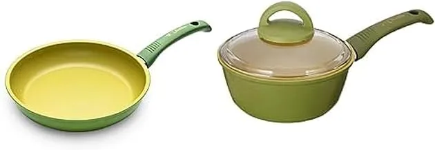 Olivilla Organic Frying Pan, 24 cm - Olive Green + Olivilla Casserole 16 + Pyrex Lid