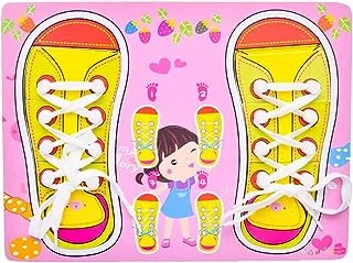 Generic Wooden Rectangle Puzzle Board With Shoes Design To Develop Kids Skills Set Of 8 Pieces 30x25 CM - Multi Color