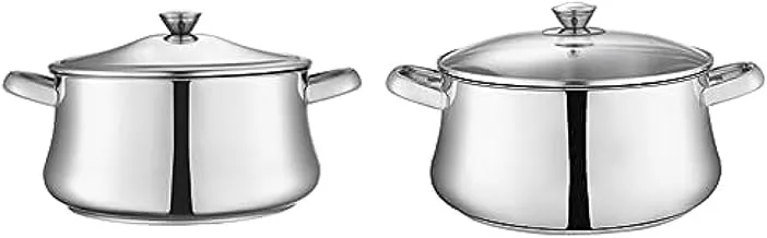 Zahran classic stewpot with handles, size 16 cm, stainless steel - 330010016 + Zahran classic stewpot with glass lid, size 20 cm, stainless steel - 330030020