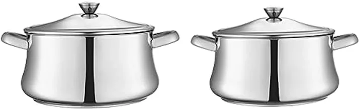 Zahran classic stewpot with handles, size 18 cm, stainless steel - 330010018 + Zahran classic stewpot with handles, size 16 cm, stainless steel - 330010016