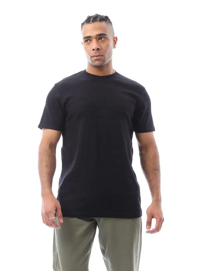 RAVIN Round Neck Slip On Casual Black Tee