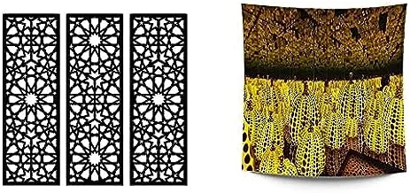 Home Gallery Bundle arabesque wooden wall art 3 panels 80x80 cm + JALSA Tapestry Background Custom Made For Walls 1.50 * 1.50