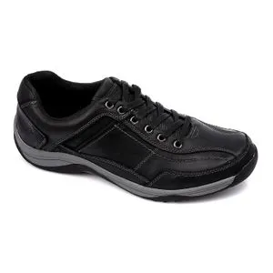 Activ Round Toecap Stitched Practical Casual Shoes -Black