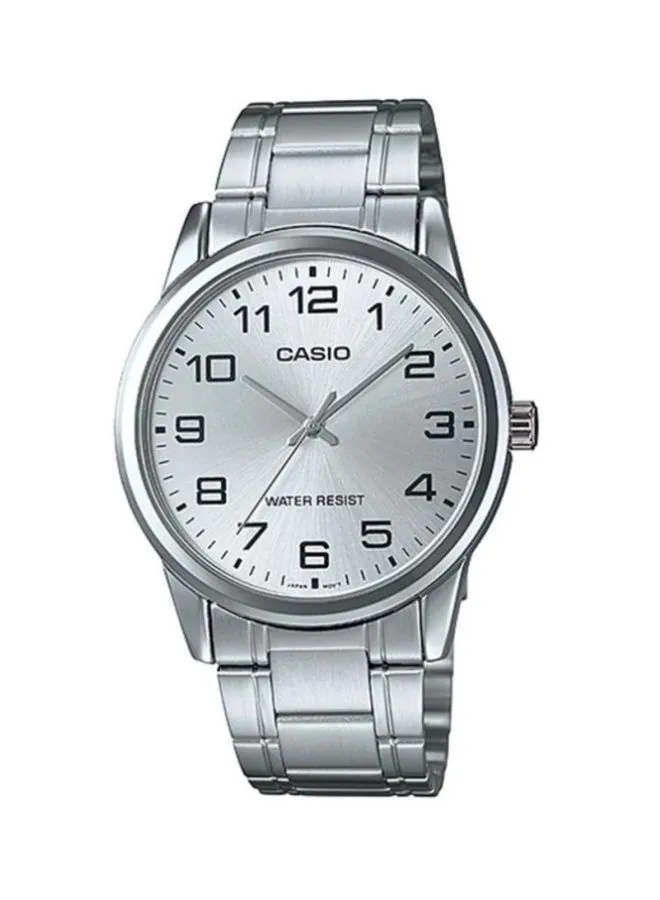 CASIO Men's Enticer Water Resistant Stainless Steel Analog Watch MTP-V001D-7BUDF - 38 mm - Silver