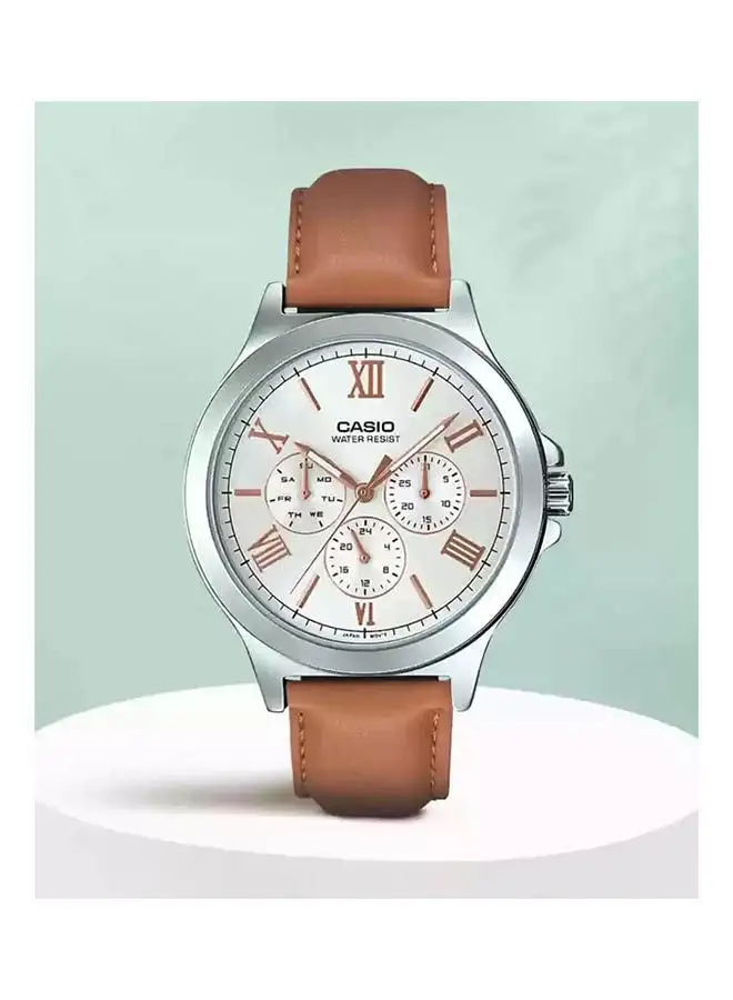 CASIO Leather Chronograph Watch MTP-V300L-7A2UDF