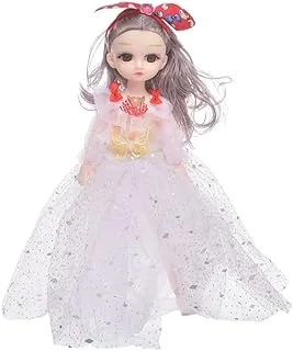 Plastic Pretty Doll Princess Design With Long Hair And Fluffy Pink Dress For Girls - Multi Color