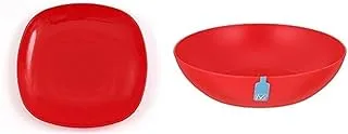 M-Design Eden Plastic Side Plate (21cm) - Microwave, Dishwasher, Food Safe & BPA Free (1, Red) + Lifestyle deep plate 20 cm - red