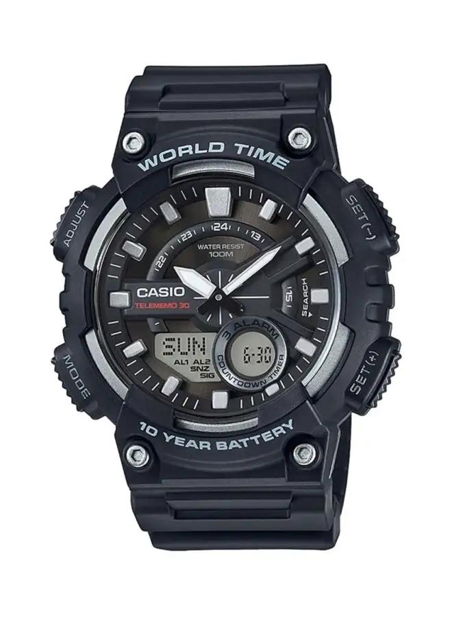 CASIO Men's Silicone Analog & Digital Wrist Watch AEQ-110W-1AVDF - 47 mm - Black