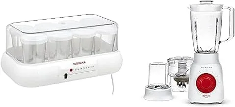 Sonai Yogurt Maker, 8 cups, light indicator, 10 Watt, MAR-1008+Sonai Rotato Blender 3X1, with Grinder and Chopper, 3 Speeds, 1.5L, 500 W, white - MAR-2500