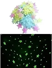 100PCs Luminous Plastic 3D Stars Glow in the Dark wall stickers For Decorative Kids Bedroom Living Room Multi Color + 100 Pcs Home Wall Glow In