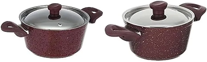 Top Chef Granite Cooking Pot, Size 22 - Burgundy + Top Chef Granite Cooking Pot, Size 18 - Burgundy