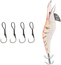 Bundle Falcons Fishing Hook, Size 7, 4 Pieces + Go Fishing Fish Shaped Squid Lure Size 2.5 cm Orange