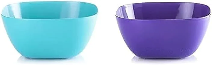 ‎M-Design Eden Basics large salad bowl - Teal + M-Design Eden Plastic Salad Bowl (26cm) - Microwave, Dishwasher, Food Safe & BPA Free (Purple)