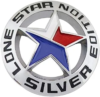 Muzzys LONE STAR SILVER EDITION Texas Emblem Decal Longhorn Badge Universal Stick On FITS Chevy Silverado Suburban Tahoe GMC Sierra Ford F150 Ranger F-150 Dodge Ram Nissan Titan Car Auto Truck