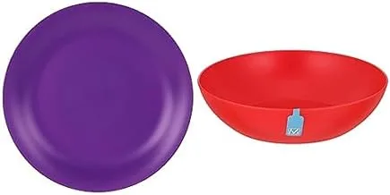 M-Design Lifestyle Dinner Plate, 26 cm - Purple + Lifestyle deep plate 20 cm - red