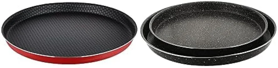 Trueval pizza tray size 30 + Lazord granite pizza tray set (2 pieces, 26 x 30, black)