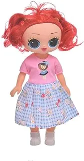 Generic Plastic Pretty Doll With Red Hair And Casual Dress For Girls - Multi Color