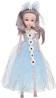 Generic Plastic Pretty Doll Princess Design With Long Hair And Fluffy Turquoise Dress For Girls - Multi Color