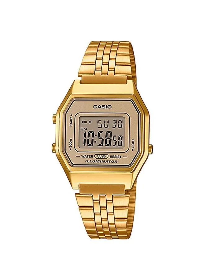 CASIO Women's Illuminator Water Resistant Stainless Steel Digital Watch LA680WGA-9DF - 29 mm - Gold