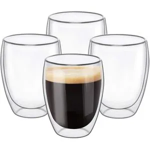Coffee Cups With Double Glass 350 Ml Set Of 4 Pcs