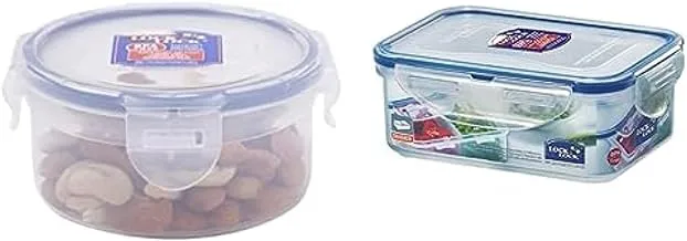 LocknLock Round Food Container, 300 ml HPL932 + LocknLock HPL814 Rectangular Short Food Container 460ML