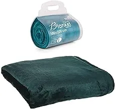 Mintra Microfiber Blanket, Super Soft, 100% Polyester (180 x 220 cm) - Turquoise + Mintra Microfiber Blanket, Super Soft, 100% Polyester (180 x 220 cm) - Green