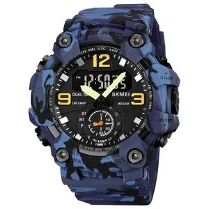 Skmei Watch Quartz Waterproof Wristwatches 1965 Blue Camouflage