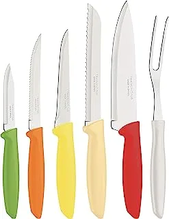 Tramontina 1880/23498/951 High Quality Plenus Knife Set of 6 Knives and 1 Carving Fork - Multi Color