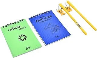 Shen Fu A6-001 Mini Office Spiral notebook Set Of 2 Pcs. With Blue Ink Pen Set Of 2 Pcs. - Multi Color
