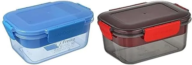 M design lunch box, 1.1 liter - blue + 1.1L Lunch Box with Tray - Smoke - Red Clips